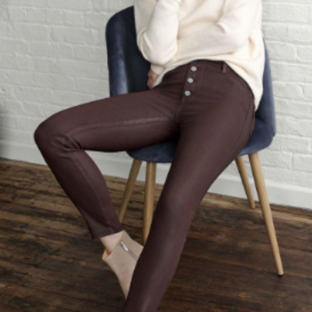 Paige Hoxton High Rise Coated Skinny Jeans in chicory coffee - NWT